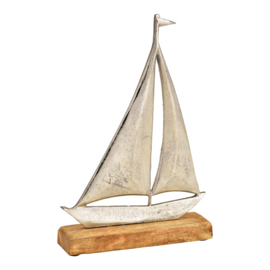 Wurm - Zeilboot op mango houten voet