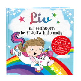 Liv een eenhoorn heeft jouw hulp nodig! Gepersonaliseerd kinderboek met naam