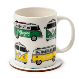 Volkswagen Busje - VWT1 - Porselein mok en onderzetter