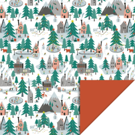 House of Products - Inpakpapier - Kerst - Village - Orange