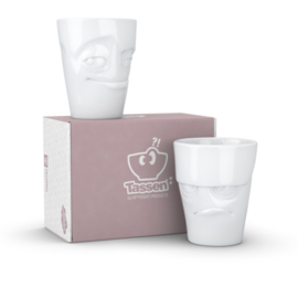 Fifty Eight products - Tassen servies - Mopperend - Ondeugend - Mokkenset zonder oor - 350 ml