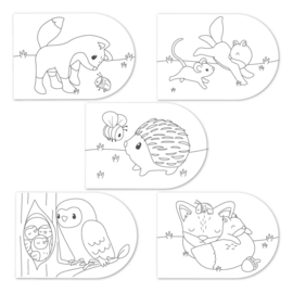 Little Dutch - Forrest Friends - Verfboek ( inclusief penseel en 4 kleuren verf)