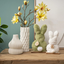Wurm - Pasen - Decoratie Haas - Pluche - Wit - S