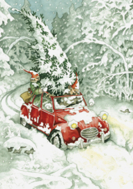 025 Kerstboom halen - Inge Look - Postkaart