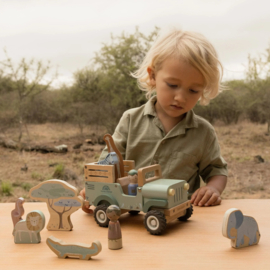 Little Dutch - Safari Friends - Houten Safari Auto met Dieren