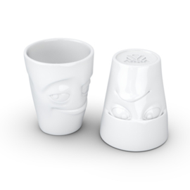 Fifty Eight products - Tassen servies - Mopperend - Ondeugend - Mokkenset zonder oor - 350 ml