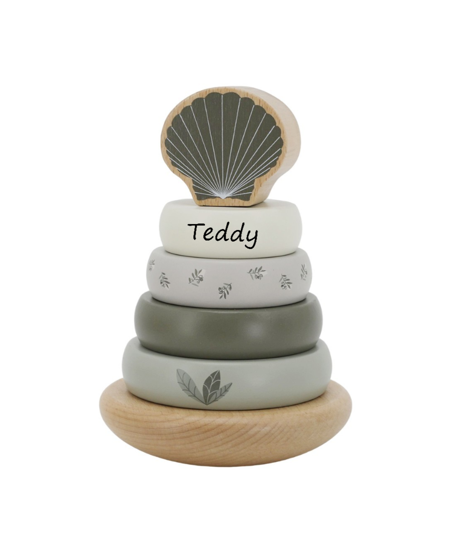 Label Label - Tuimelring Stapelaar - Piramide - Olijfgroen - Met of zonder naam
