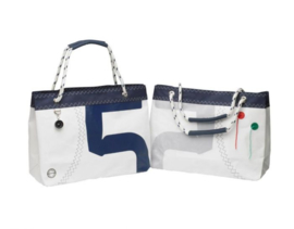 Trend Marine - Tas met hengsels van touw navy/wit