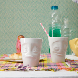 Fifty Eight products - Tassen servies - Tevreden - Ondeugend - Mokkenset zonder oor - 350 ml