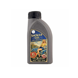 Chocansweets - Retro Industrial 3-in-1 Douchegel voor Mannen – Motorolie Fles (500 ml, Pin-up Blondine Blauw)