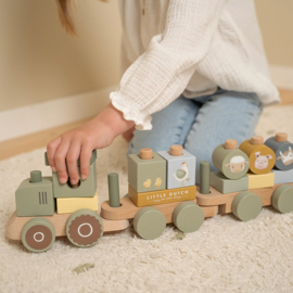 Little Dutch - Houten Trekker/ Tractor Blokken trein - Met of zonder naam