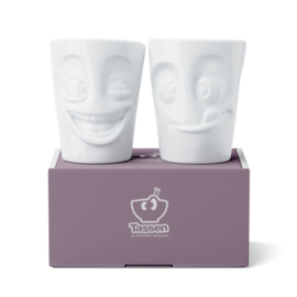 Fifty Eight products - Tassen servies - Lachend - Lekker - Mokkenset zonder oor - 350 ml