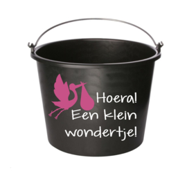 Hoera een klein wondertje! Roze - Cadeau emmer