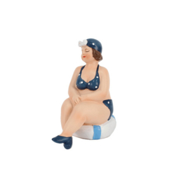 Gerkimex - Strandlady op Boei – Handgeschilderde Decoratie (Blauw/Wit)