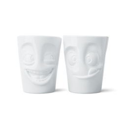 Fifty Eight products - Tassen servies - Lachend - Lekker - Mokkenset zonder oor - 350 ml