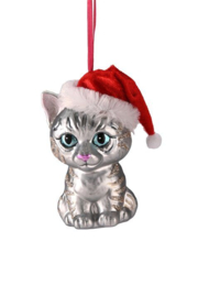 Gift Company - Kerstbal - Kat met kerstmuts