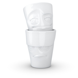 Fifty Eight products - Tassen servies - Mopperend - Ondeugend - Mokkenset zonder oor - 350 ml