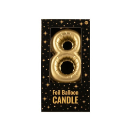 Folie ballon kaars 8 - goud - Paperdreams