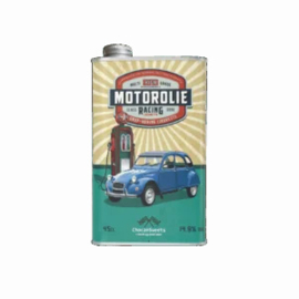 Chocansweets - Motorolie Blik met Drop Honing Likeur – Blauwe Eend Design (45 cl, 14,9%)