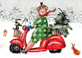 Ingrid Berendsen - EG 102-1435 - Kerstboom op de scooter
