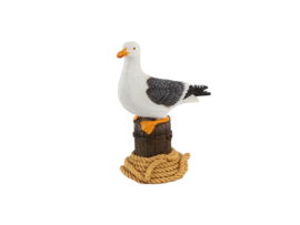 Gerkimex - Meeuw op Paal met Touw – Decoratiebeeld 13 cm
