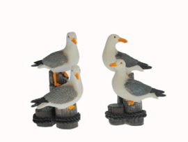 Gerkimex - 2 Meeuwen op Palen – Maritieme Decoratie 11 cm (Assorti)