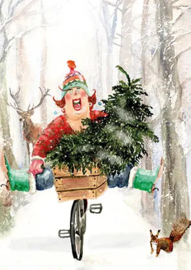 Ingrid Berendsen - EG 102-1438 - Kerstboom in het fietsmandje
