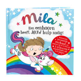 Mila een eenhoorn heeft jouw hulp nodig! Gepersonaliseerd kinderboek met naam