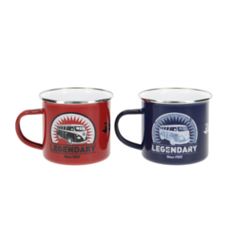 Brisa - Volkswagen VW T1 Bus -vGeschenkset -2-delig - Emaille Mok -Rood/Blauw