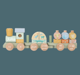 Little Dutch - Safari Friends - Houten Blokkentrein FSC - Met of zonder naam