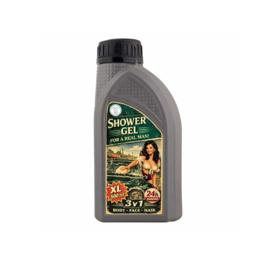 Chocansweets - Retro Industrial 3-in-1 Douchegel voor Mannen – Motorolie Fles (500 ml, Pin-up Brunette Groen)