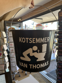 Kotsemmer  met naam - cadeau emmer