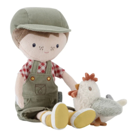 Little Dutch - Knuffelpop Boer Jim  met Kip - 35 cm - Met of zonder naam