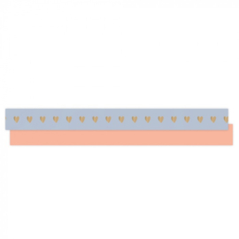 Cadeaulint - Heart Blue Grey – Binnenkant Peach (10mm x 5m)