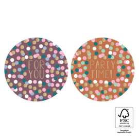 Cadeaustickers – Duo – Confetti ‘For You’ – Warm (per 10 stuks)