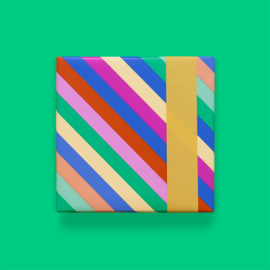 Cadeaupapier - Multi Stripes - Achterkant Yellow (30cm x 1m)
