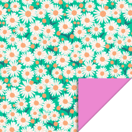 Cadeauzakje – Daisy Bright Green – Binnenkant Pink (12cm x 19cm)
