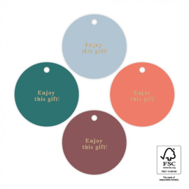 Cadeaulabel - Multi – 'Enjoy this gift' (per 4 stuks)