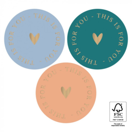 Cadeaustickers – ‘This is for you’ - Bright (mix van 10 stuks)