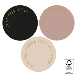 Cadeaustickers – Multi – Modern – Gold/Taupe (mix van 8 stuks)