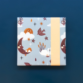Cadeaupapier - Baby Dreams Polar Blue - Achterkant Peach (30cm x 1m)