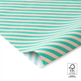 Vloeipapier – Stripes Turquoise Blue/Beige (50cm x 70cm)