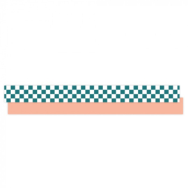 Cadeaulint - Check Jade Blue – Binnenkant Salmon (10mm x 5m)
