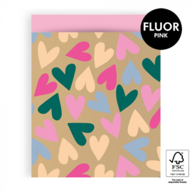 Cadeauzakje – Big Hearts Gold - Binnenkant Blush Pink (27cm x 34cm)