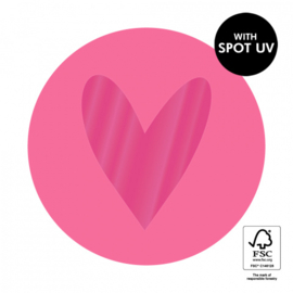 Cadeaustickers - Heart Flamingo Pink (per 10 stuks)