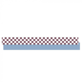 Cadeaulint - Check Beet Red – Binnenkant Polar Blue (10mm x 5m)