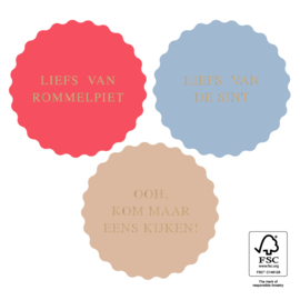 Cadeaustickers -Sint Multi - Tekst Liefs - Gold (mix van 10 stuks)
