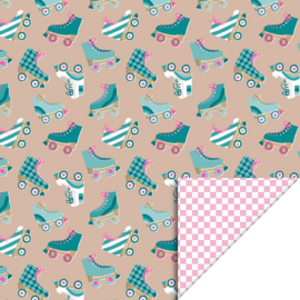 Cadeauzakje - Roller Skates Nude – Binnenkant Check Blush Pink (12cm x 19cm)