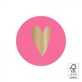 Cadeaustickers - Heart - Flamingo Pink (per 10 stuks)