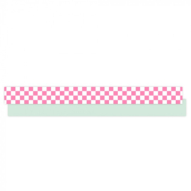 Cadeaulint: Check Flamingo Pink - Binnenkant Pastel Green
